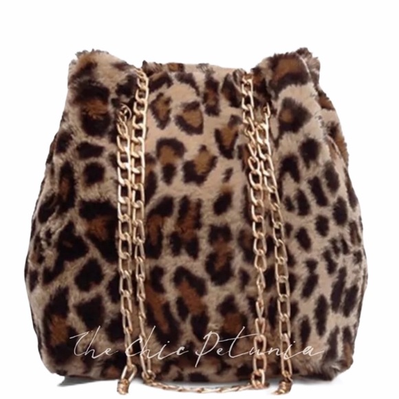 Fuzzy leopard print chain bag - Picture 4 of 6